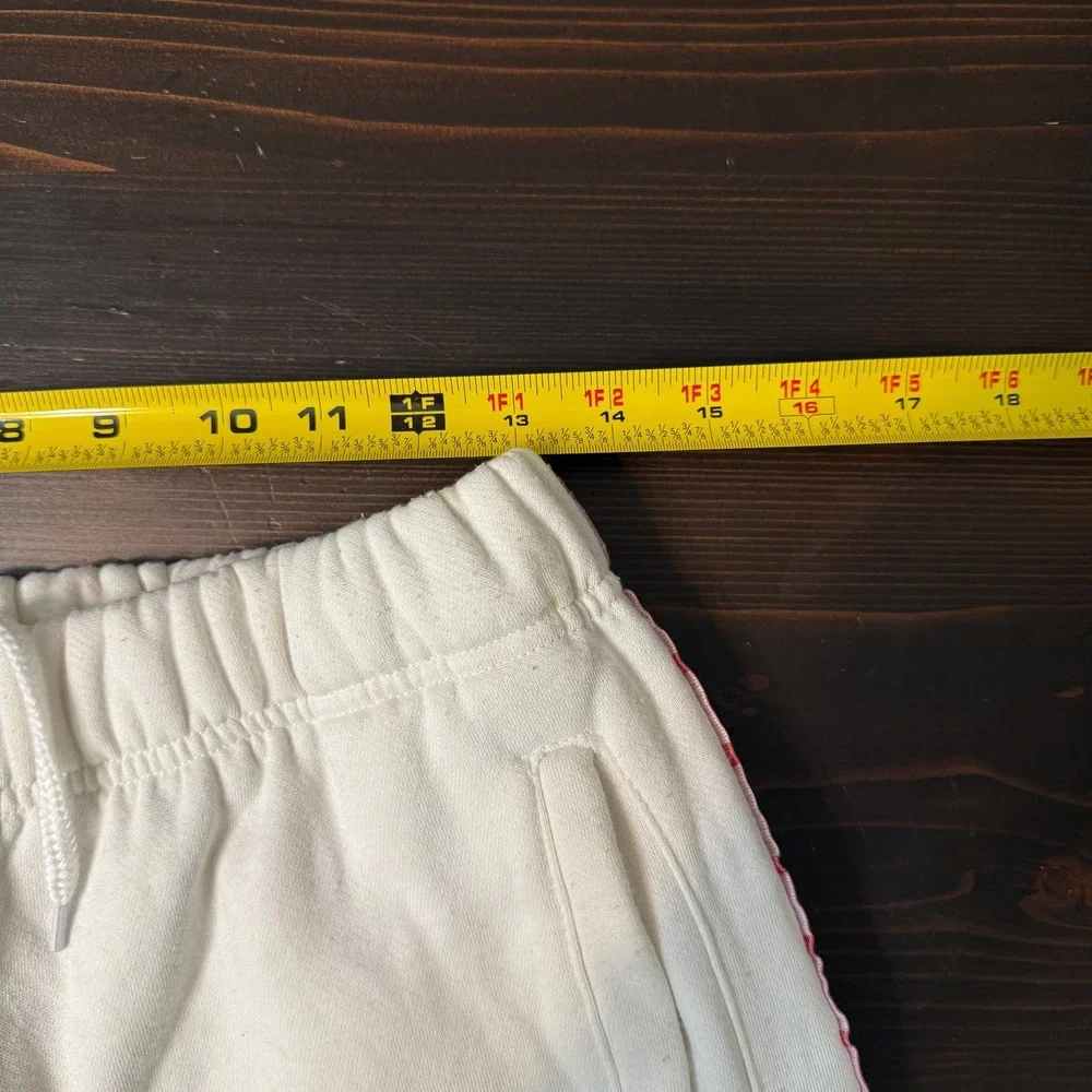 American Stitch Mens White Joggers Red Kanji Side Stripe Sweatpants‎ Size M